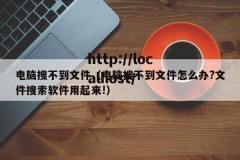 电脑搜不到文件（电脑搜不到文件怎么办?文件搜索软件用起来!）